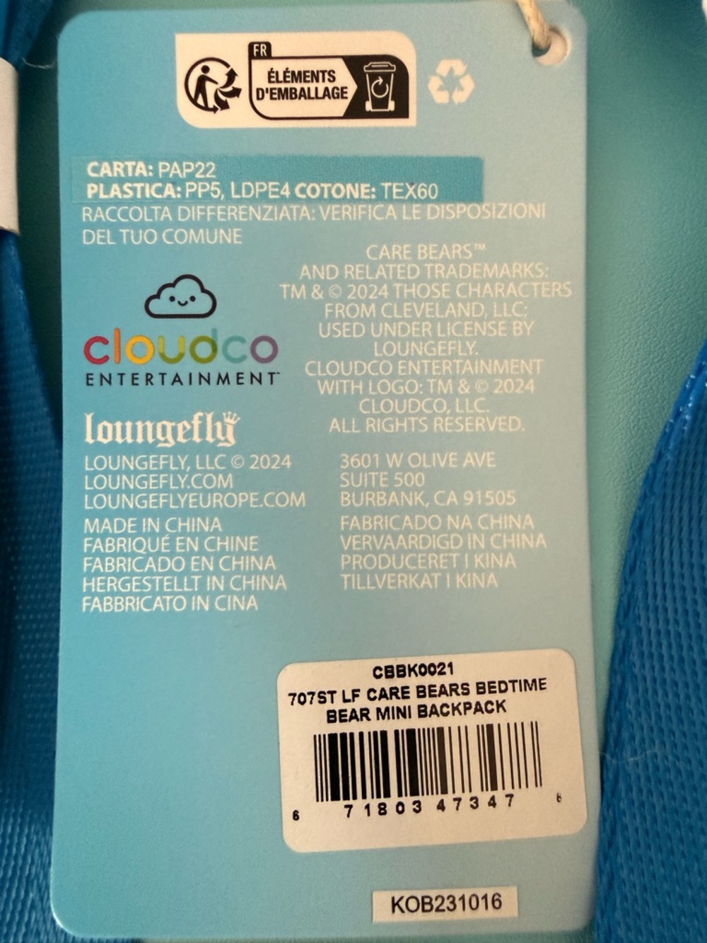 Loungefly Care Bears Sleepy blue Mini Backpack, NWT - Picture 8 of 8
